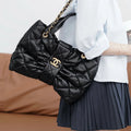 Chanel - Quilted Bow Top Handle Bag with Chain Strap