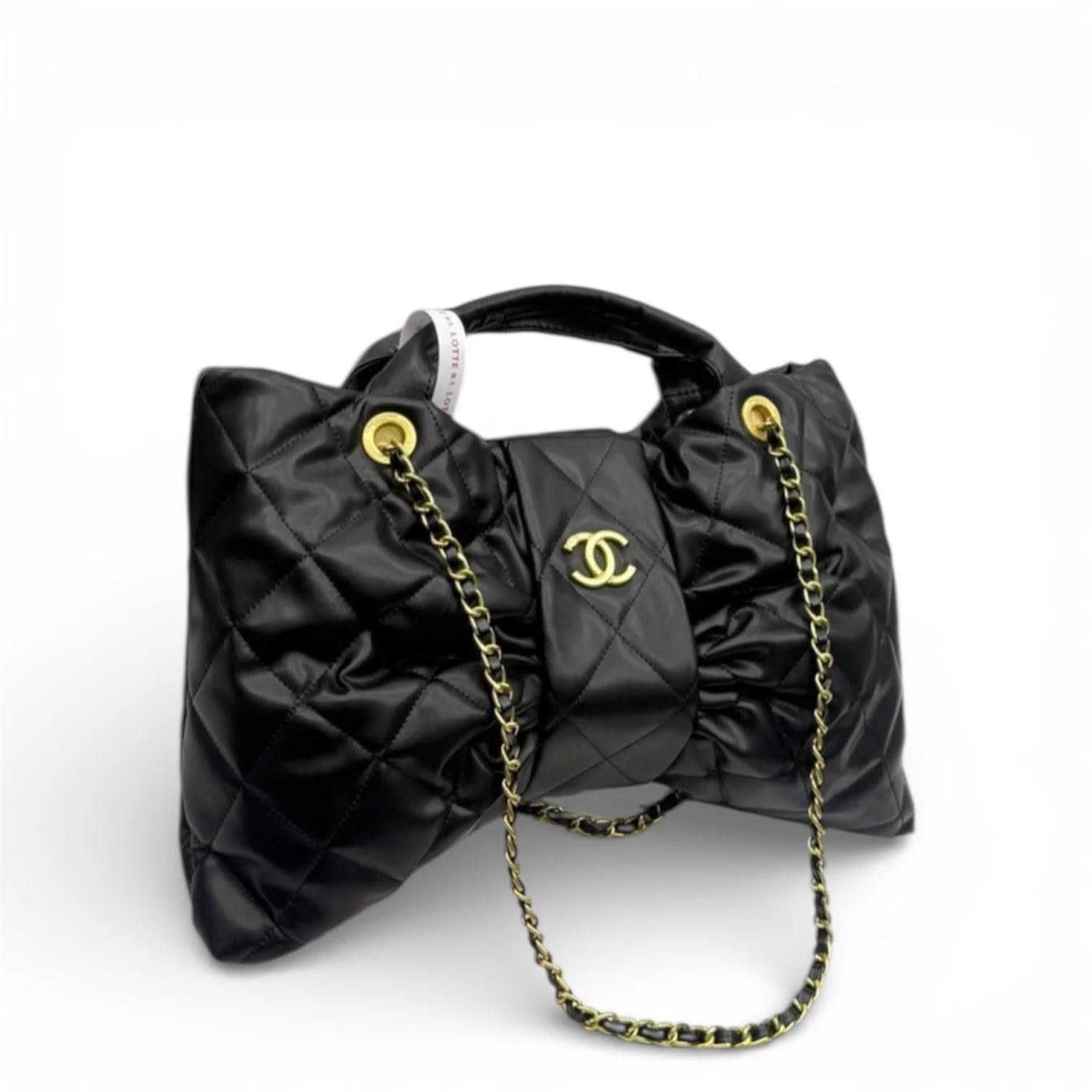 Chanel - Quilted Bow Top Handle Bag with Chain Strap