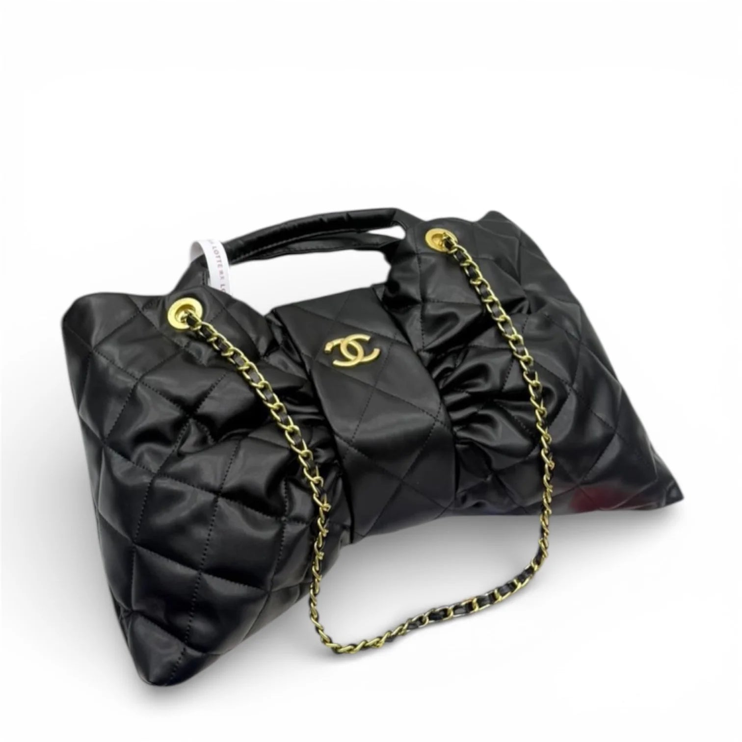 Chanel - Quilted Bow Top Handle Bag with Chain Strap
