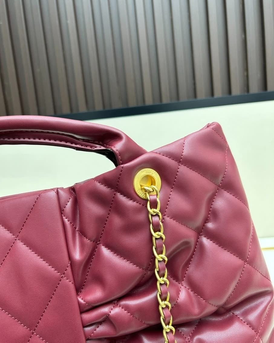 Chanel - Quilted Bow Top Handle Bag with Chain Strap