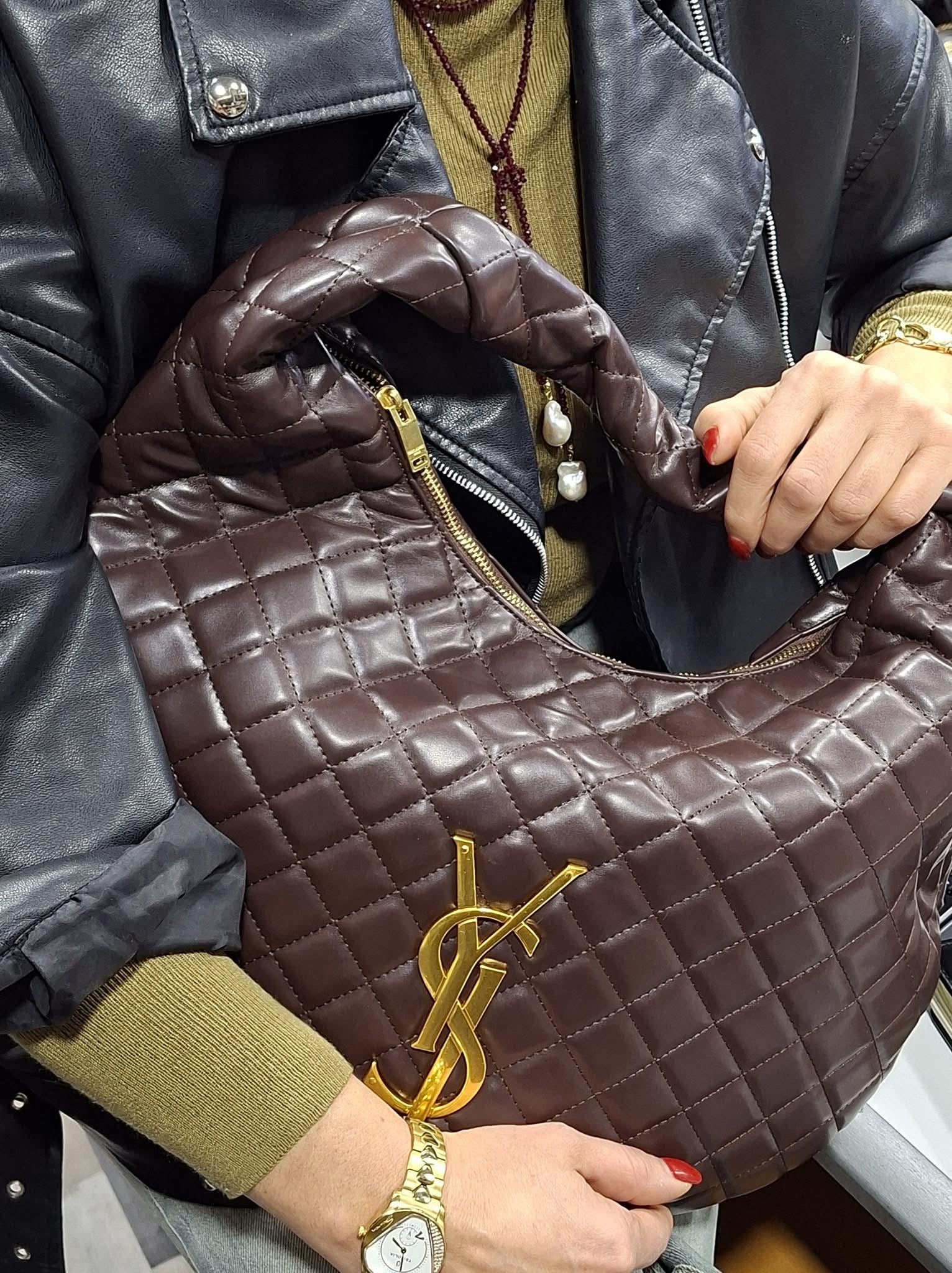 Saint Laurent Puffer Quilted Hobo Bag